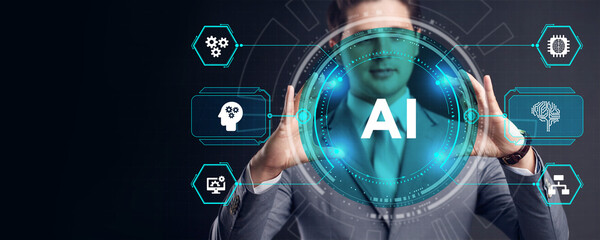 AI Learning and Artificial Intelligence Concept. Business, modern technology, internet and...