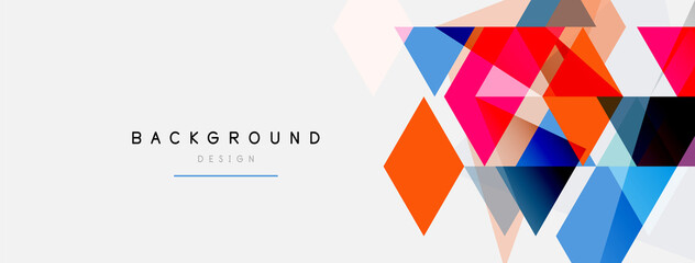 Fototapeta premium Color triangles composition, geometric abstract background. Techno or business concept, pattern for wallpaper, banner, background, landing page