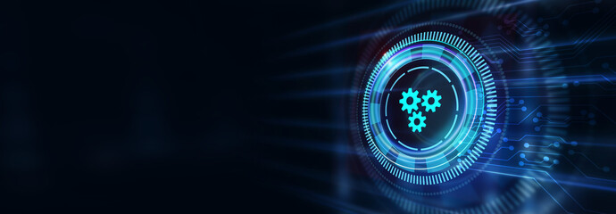 Business, Technology, Internet and network concept. Automation Software Technology Process System.3d illustration