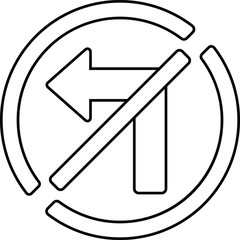 The illustration of no turn left vector sign or symbol.