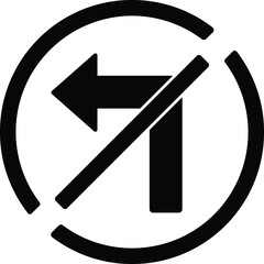 The illustration of no turn left vector sign or symbol.