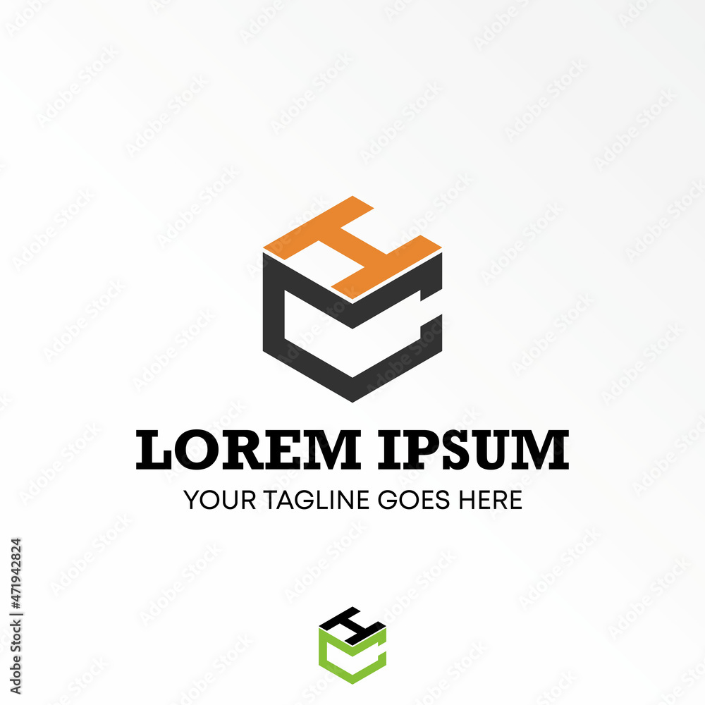 Poster Letter or word HC font in 3D Hexagon image graphic icon logo design abstract concept vector stock. Can be used as a symbol related to initial.