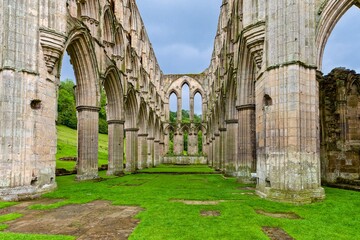 Fototapeta na wymiar Ruins of an old Cistercian abbey in North Yorkshire, UK.