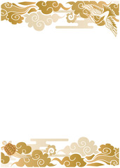 中華風　鶴　亀　フレーム枠
