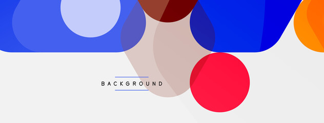 Color bubbles and rounded geometric shapes on white. Vector geometric minimal abstract background for wallpaper, banner, background, landing page