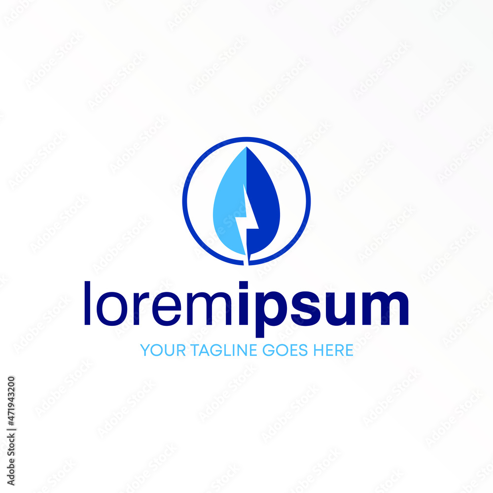 Poster simple and unique leaf and electric or power in circle image graphic icon logo design abstract conce