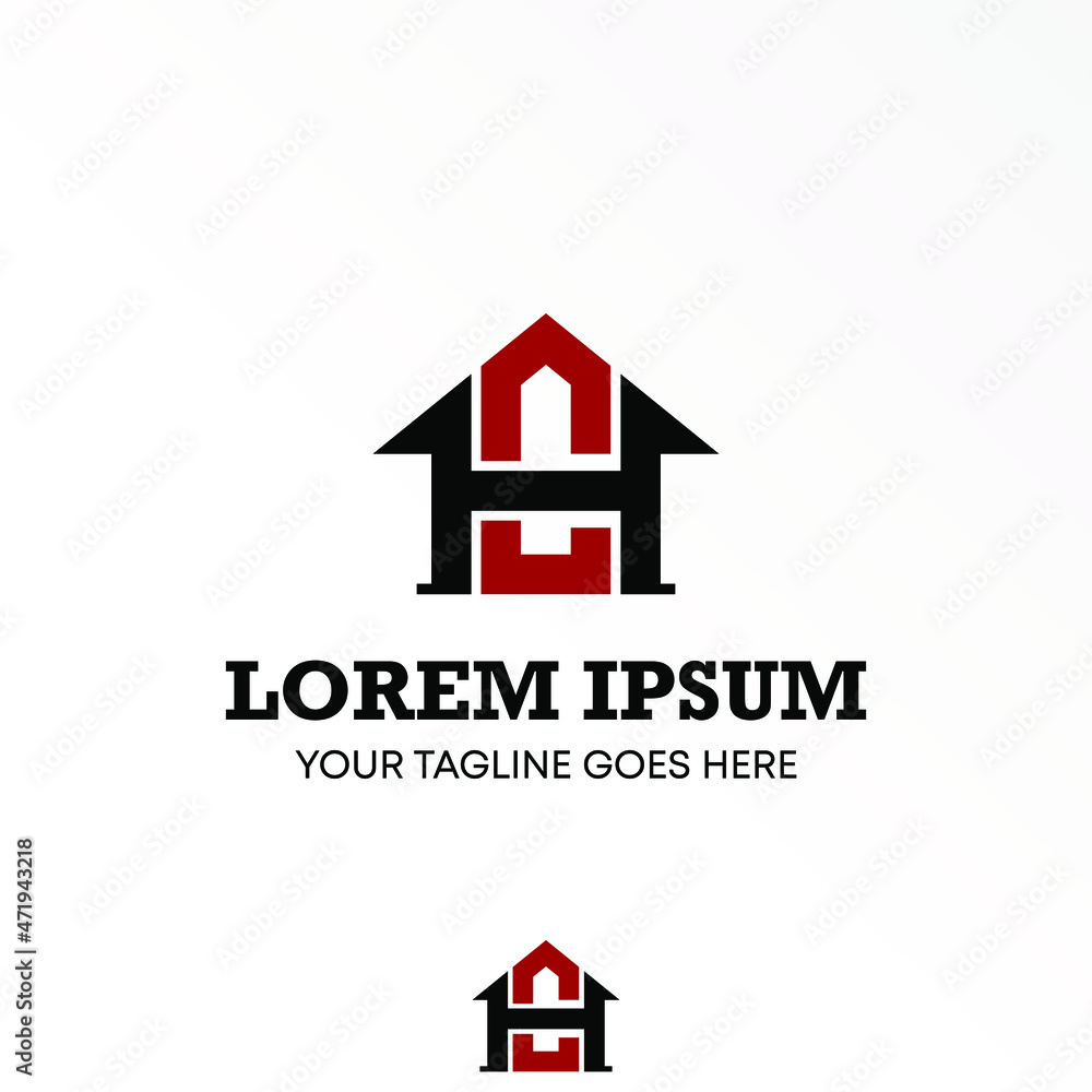 Poster letter or word ch font like home or house image graphic icon logo design abstract concept vector sto