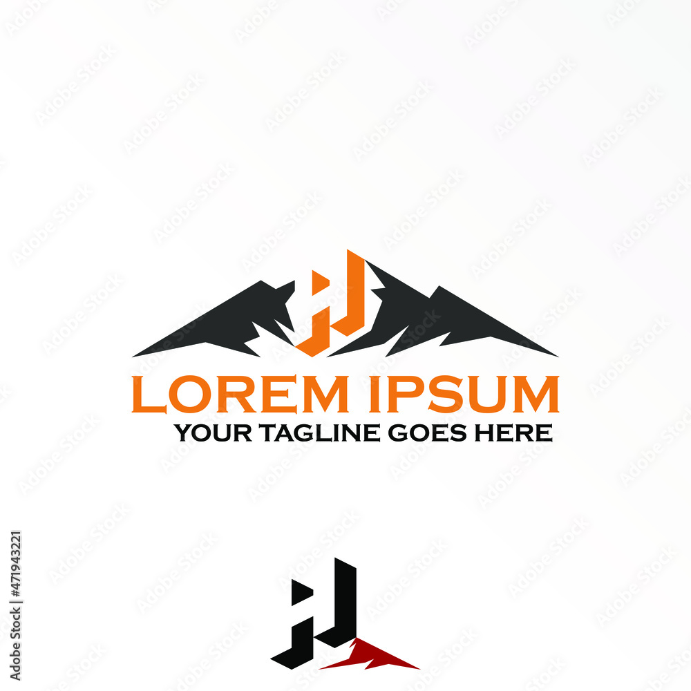 Poster letter or word h 3d font and mountain image graphic icon logo design abstract concept vector stock. 
