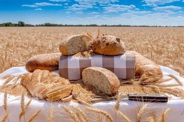 Bread in a field of wheat