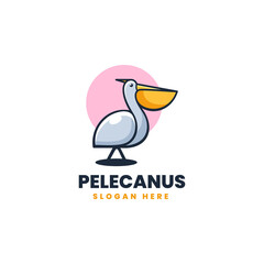 Vector Logo Illustration Pelican Simple Mascot Style.