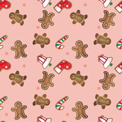 seamless pattern Christmas cookies,シームレスパターンクリスマスクッキー