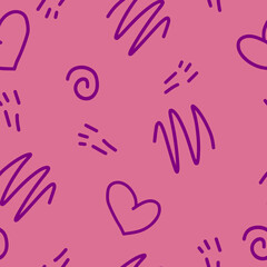 hearts and doodles seamless pattern. vector hand drawn. wallpaper, wrapping paper, textiles. valentines day, love, wedding, engagement.