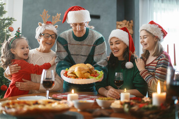 family celebrating Christmas