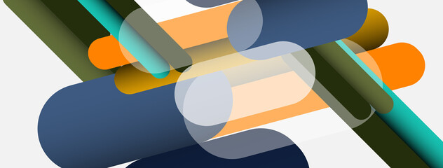 Abstract background. Round shapes, lines compositions on grey backdrop. Vector illustration for wallpaper banner background or landing page