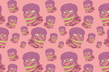 seamles odd-faced character pattern that resembles godzilla