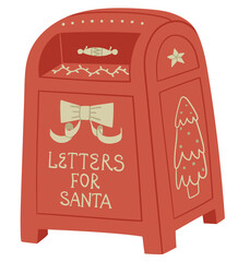 Simple minimalistic illustration with red standing Santa Claus mail box for letters to North Pole - 471946238