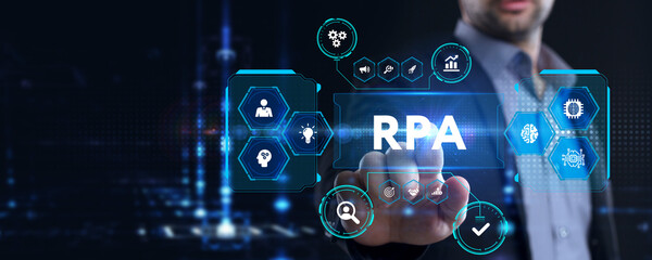 RPA Robotic process automation innovation technology concept. Business, technology, internet and...