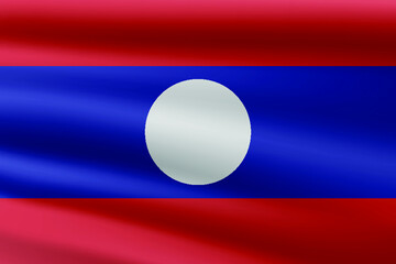 Waving silk flag of Laos