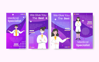 Medical Healthcare Stories Template Flat Design Illustration Editable of Square Background Suitable for Social media, Feed, Card, Greetings and Web Internet Ads