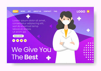 Medical Healthcare Landing Page Template Flat Design Illustration Editable of Square Background Suitable for Social media, Feed, Card, Greetings and Web Internet Ads
