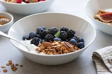 Breakfast, granola with yogurt