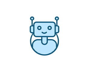 Line Bot icon isolated on white background. Outline symbol for website design, mobile application, ui. Electronics pictogram. Vector illustration, editorial stroсk. 
