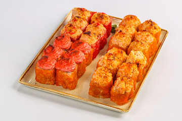 Baked japanese traditional sushi roll