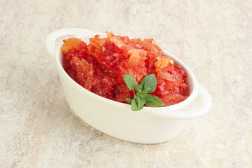 Hungary vegetarian Lecho with vegetables