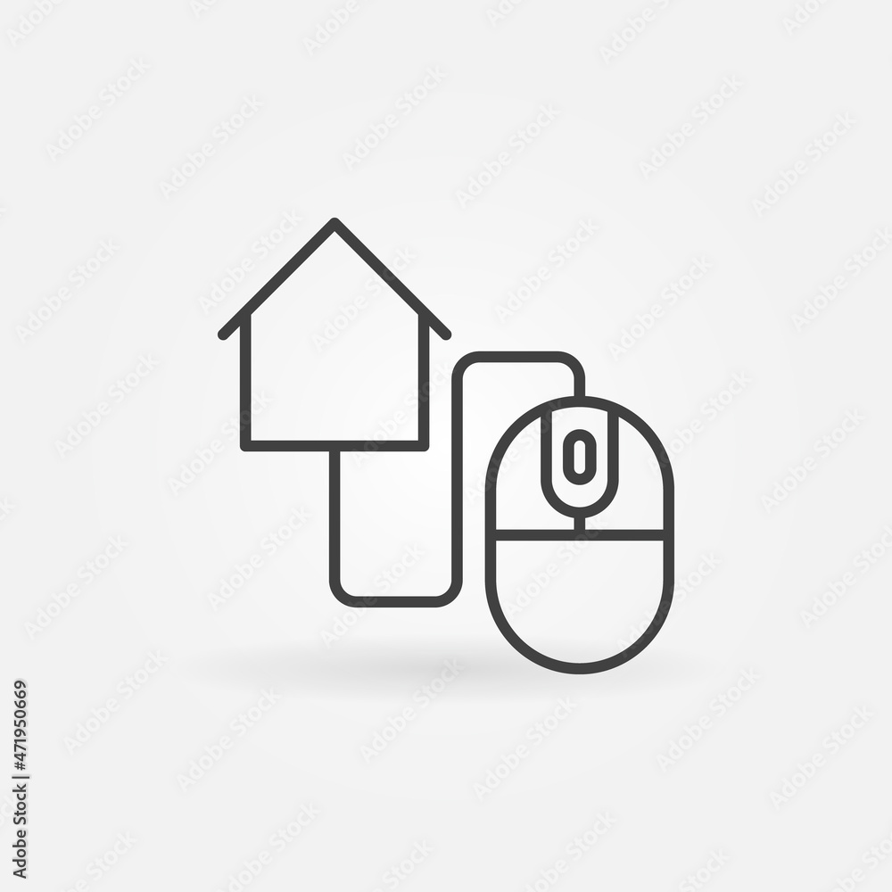 Poster computer mouse with house vector thin line concept icon