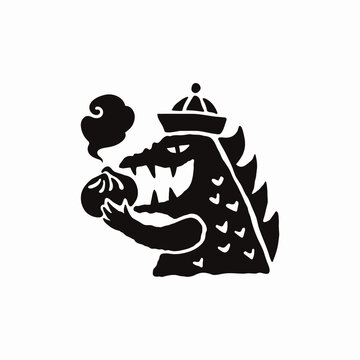 ロゴ アイコン シンボルマークのための 肉まんを食べる怪獣またはモンスターのイラスト Stock Vector Adobe Stock