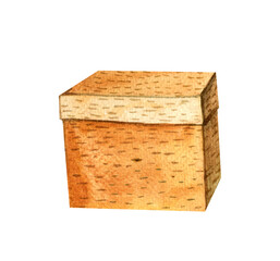 Gift or storage box,mail,vintage style,hand-painted watercolor.