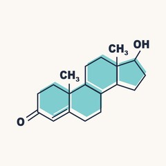 Chemical molecular formula of human hormone testosterone.