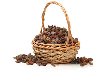 raisins on a white background 