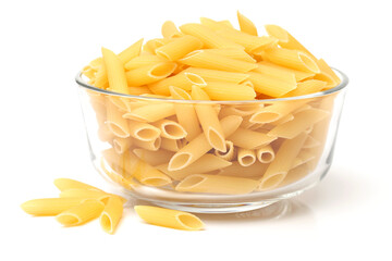 Italian pasta (Gomiti Rigati) on white background