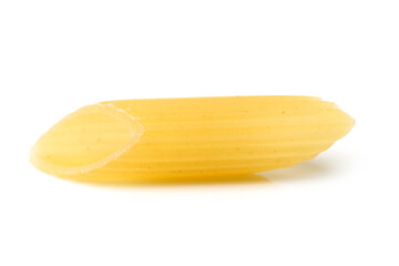 Italian pasta (Gomiti Rigati) on white background