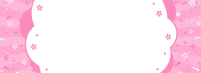 春向け　バナーテンプレート／集中線、紙吹雪、桜のピンク色フレーム