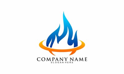 Blue fire modern vector logo