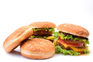 American hamburger on a white background