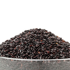 Black rice on a white background