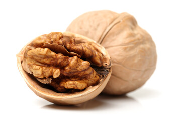 walnuts on white background