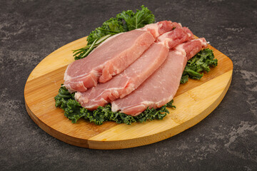 Raw pork steak for cooking