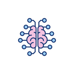 Neuron Connections in Human Brain colored vector icon