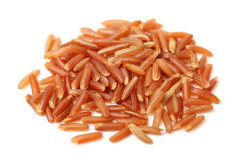Red rice on white background 