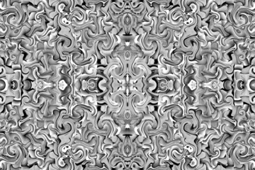 3d Gray tile. Black and white wallpaper. Design for tiles. Abstract art. Flower texture.