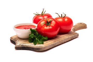 Beautiful fresh red tomato vegetable isolated on white background