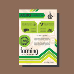 Agriculture brochure design template for agricultural company, agro conference, forum, event, exhibition, business