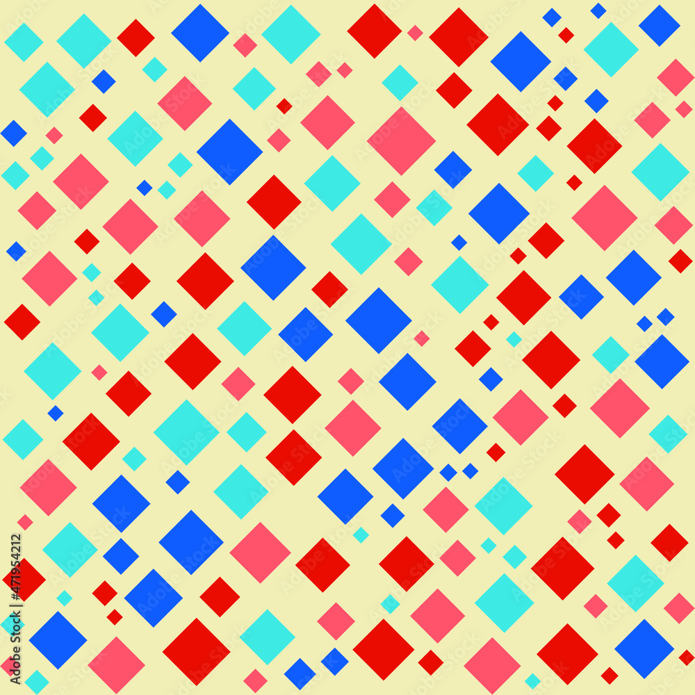 Poster abstract background of multicolored rhombuses on a yellow background