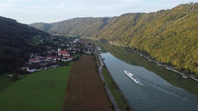 Germany-Austria Border along the Danube Aerial