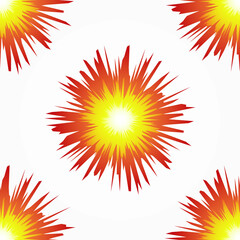 Obraz premium Abstract Red and Yellow Burst Flower Pattern on White Background