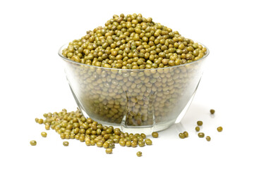 Mung beans on white background
